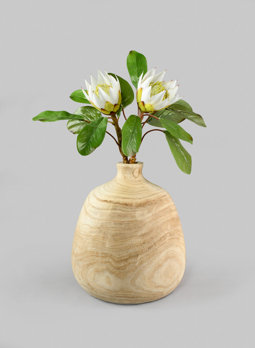 12in Tall Paulownia Wood Bottle Vase Decor Jamali-garden