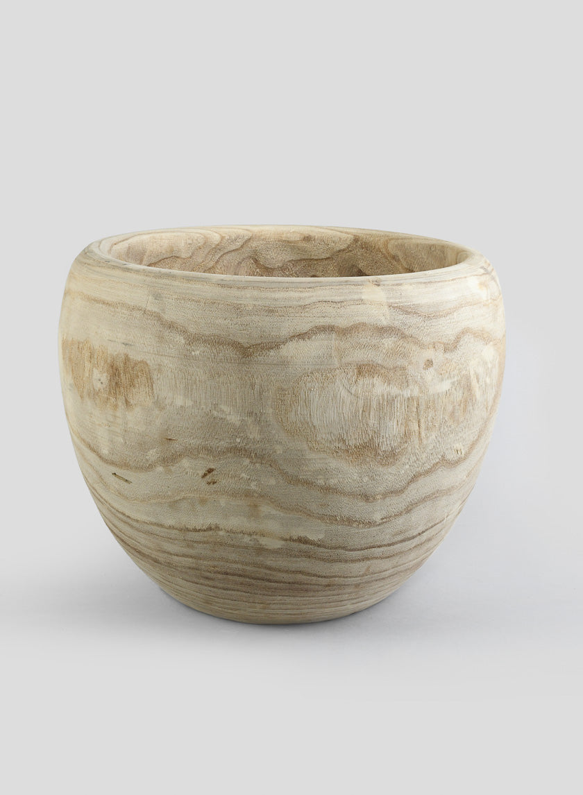 18in Wide Paulownia Wood Fishbowl Pot Decor Jamali-garden