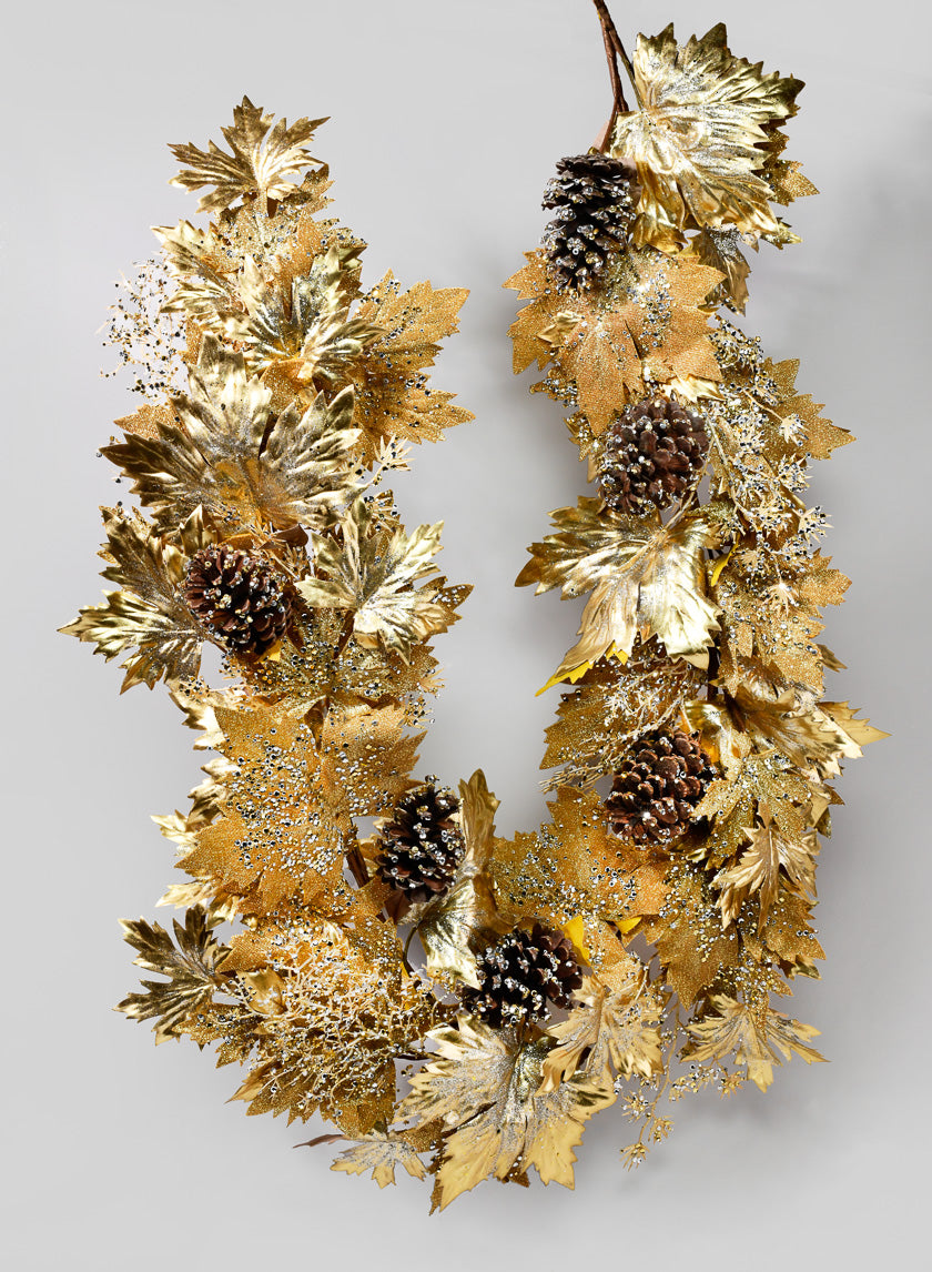 6ft Long Gold Mixed Maple Leaf Garland Decor Jamali-garden