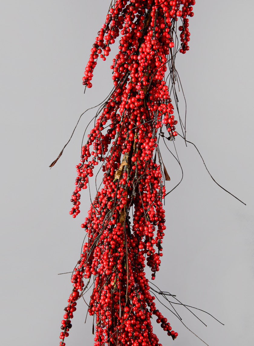 72in Long Red Mini Berry Garland Decor Jamali-garden