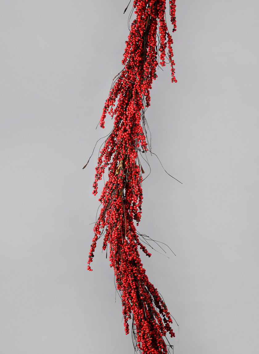 72in Long Red Mini Berry Garland Decor Jamali-garden