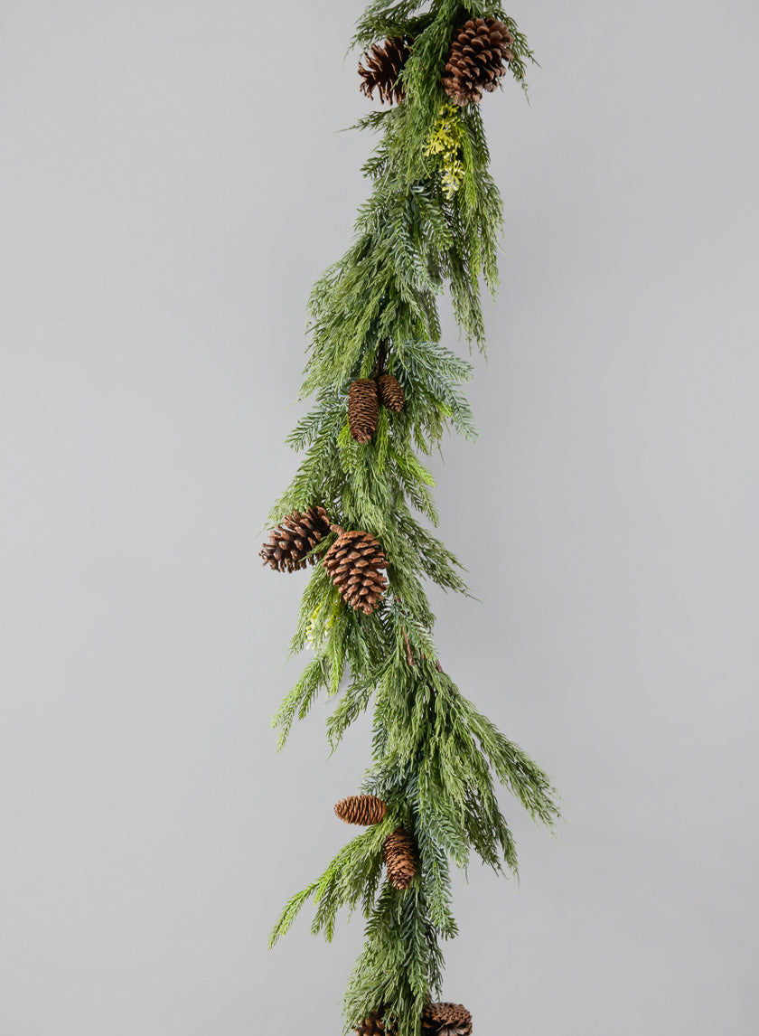 72in Long Pine Garland with Pine Cones Decor Jamali-garden