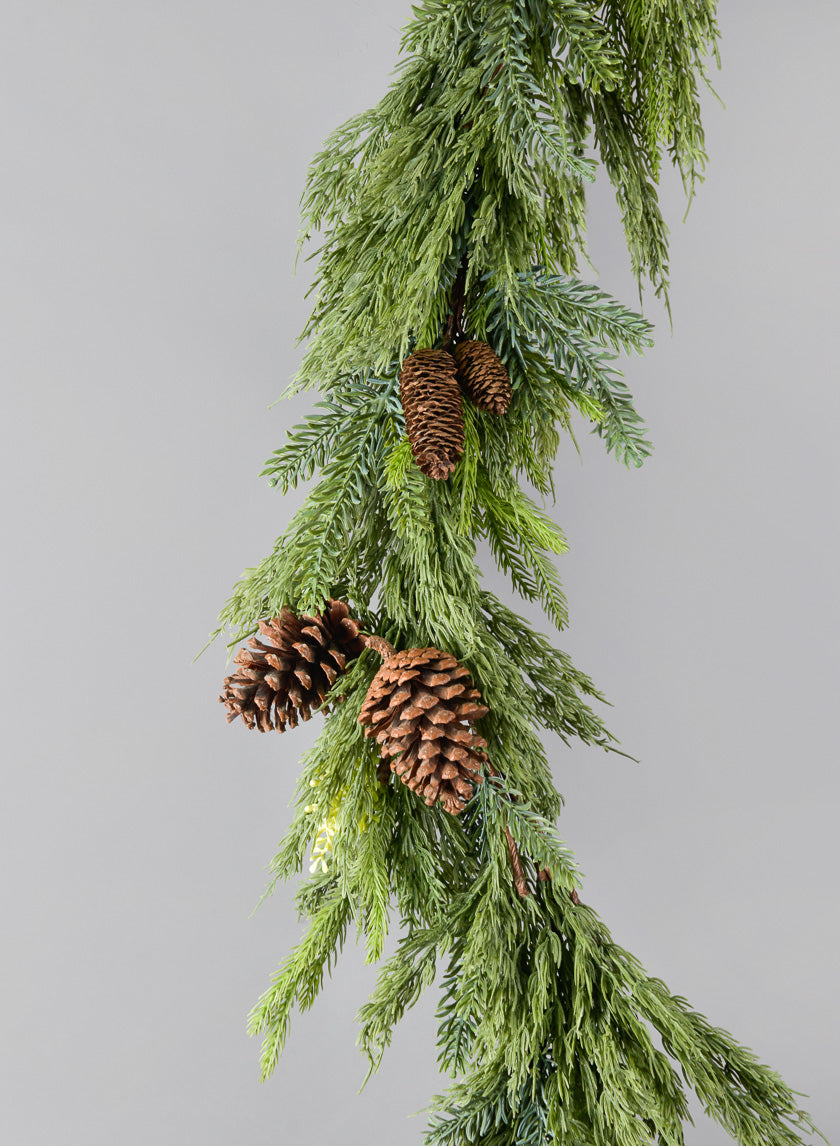 72in Long Pine Garland with Pine Cones Decor Jamali-garden