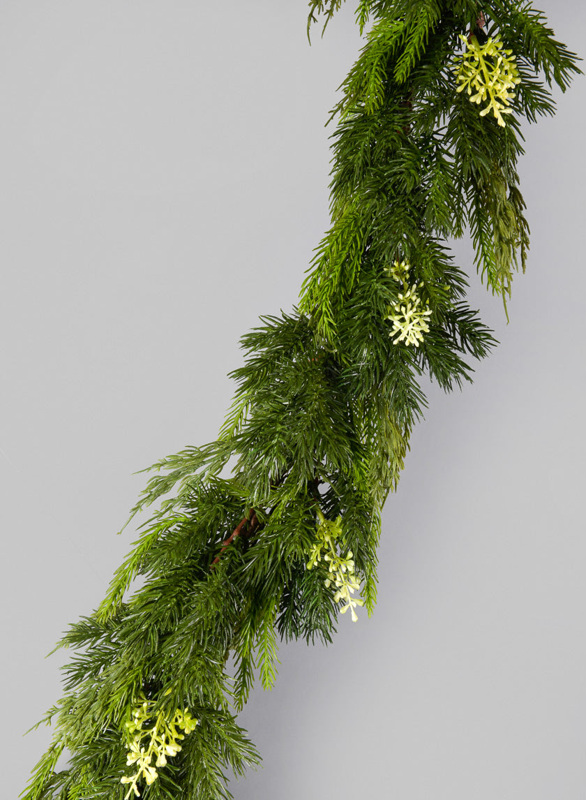 6ft Long Pine Garland with Berries Decor Jamali-garden