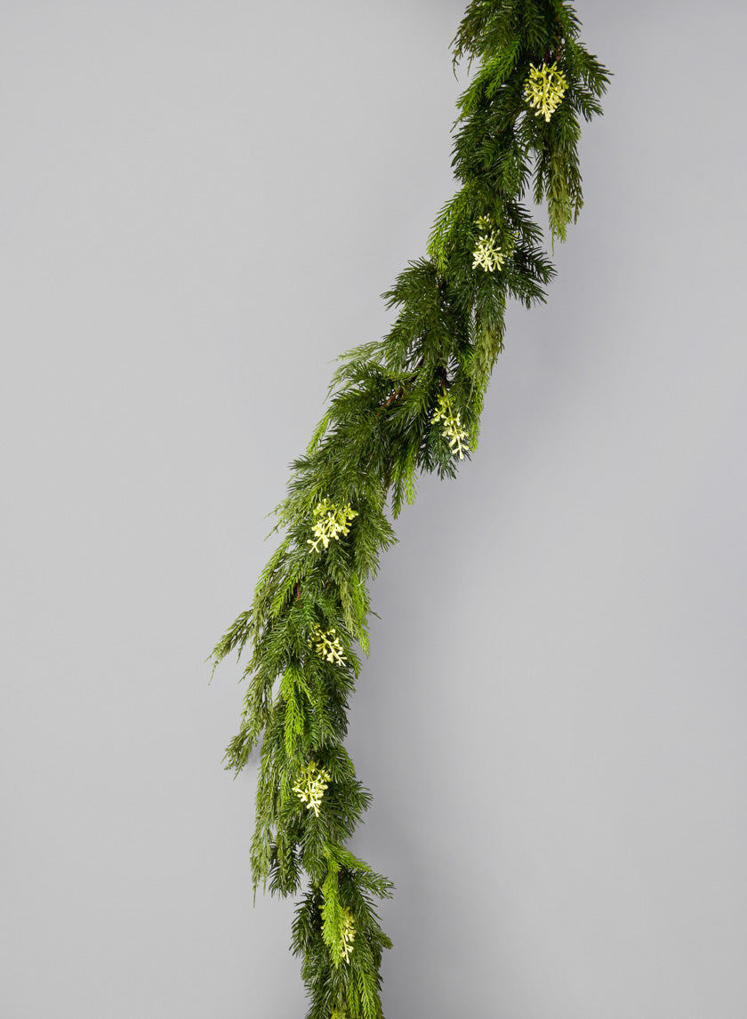 6ft Long Pine Garland with Berries Decor Jamali-garden