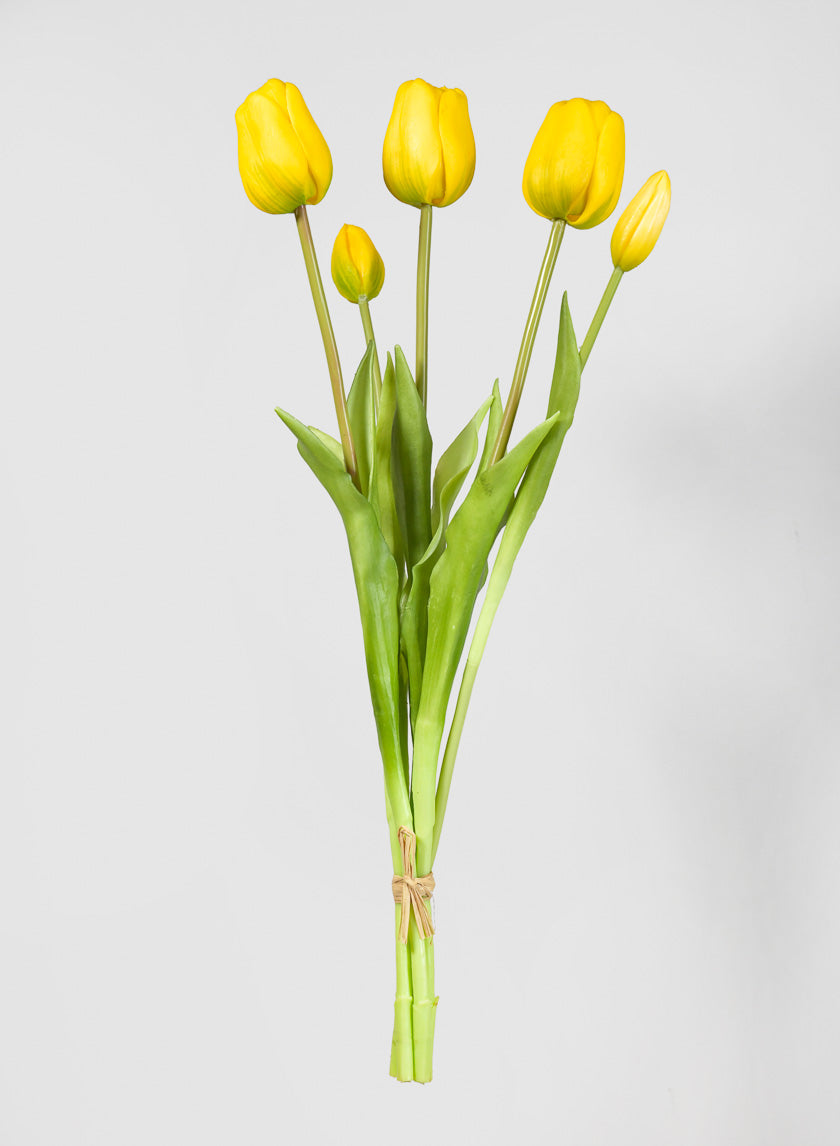 18in Long Yellow Tulip Bunch Decor Jamali-garden