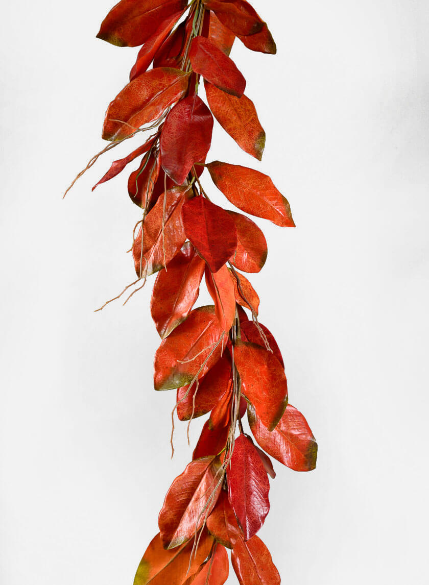4ft Long Fall Magnolia Leaf Garland Decor Jamali-garden