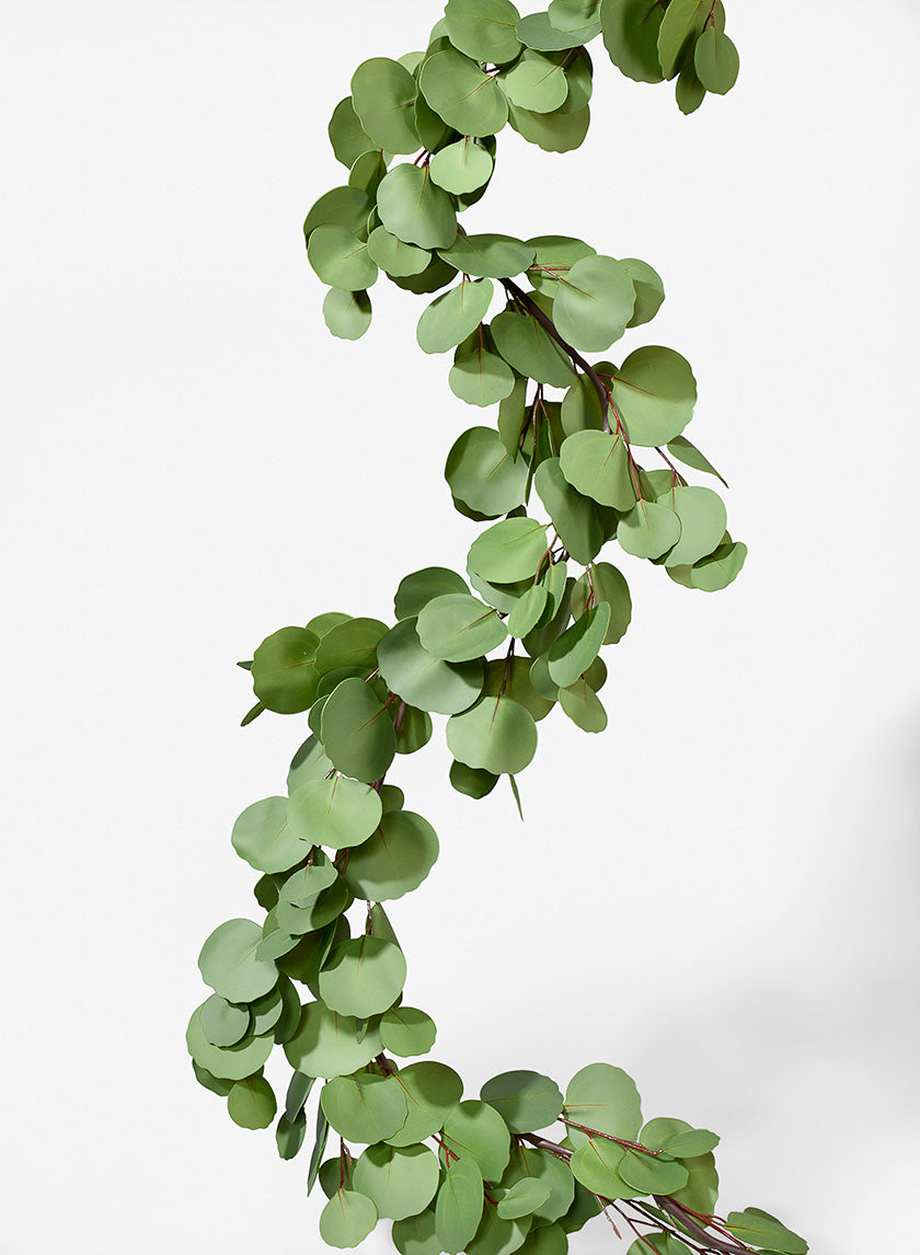 63in Long Silver Dollar Eucalyptus Garland Decor Jamali-garden