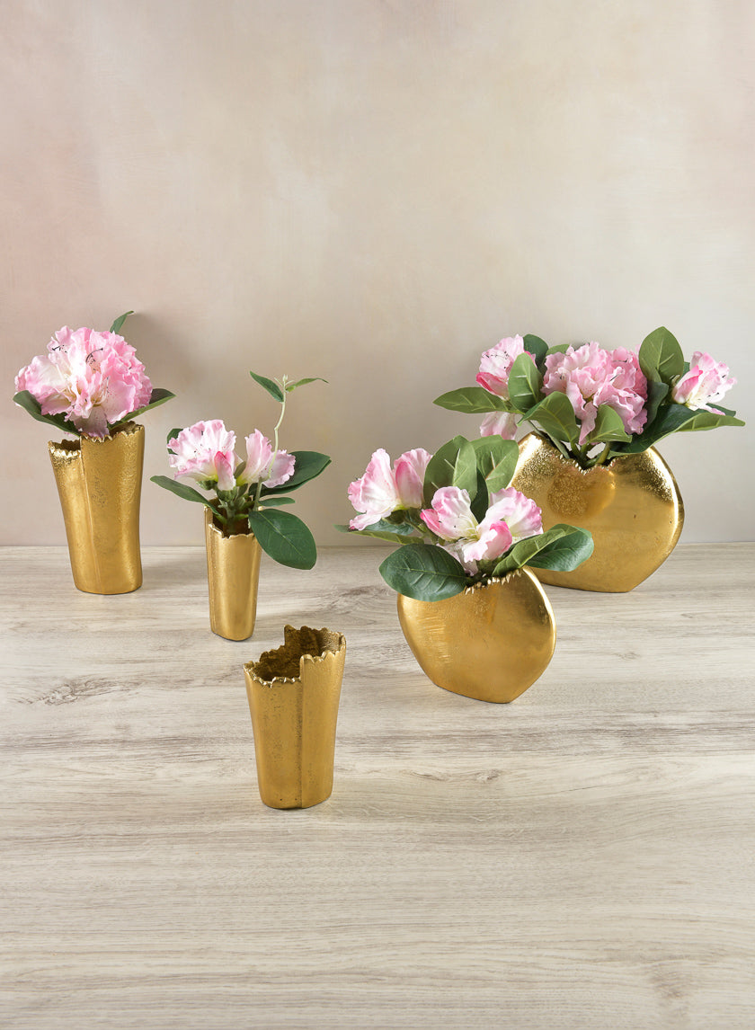 5in Tall Iris Aluminum Gold Mini Vase Decor Jamali-garden