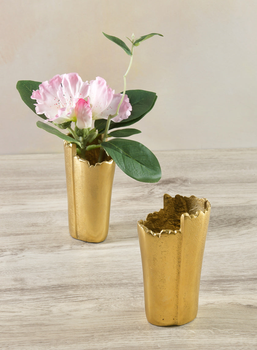 5in Tall Iris Aluminum Gold Mini Vase Decor Jamali-garden