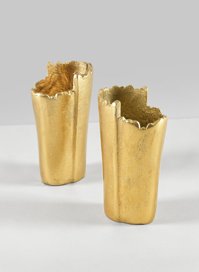 5in Tall Iris Aluminum Gold Mini Vase Decor Jamali-garden