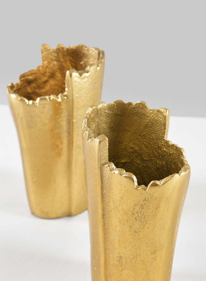 5in Tall Iris Aluminum Gold Mini Vase Decor Jamali-garden