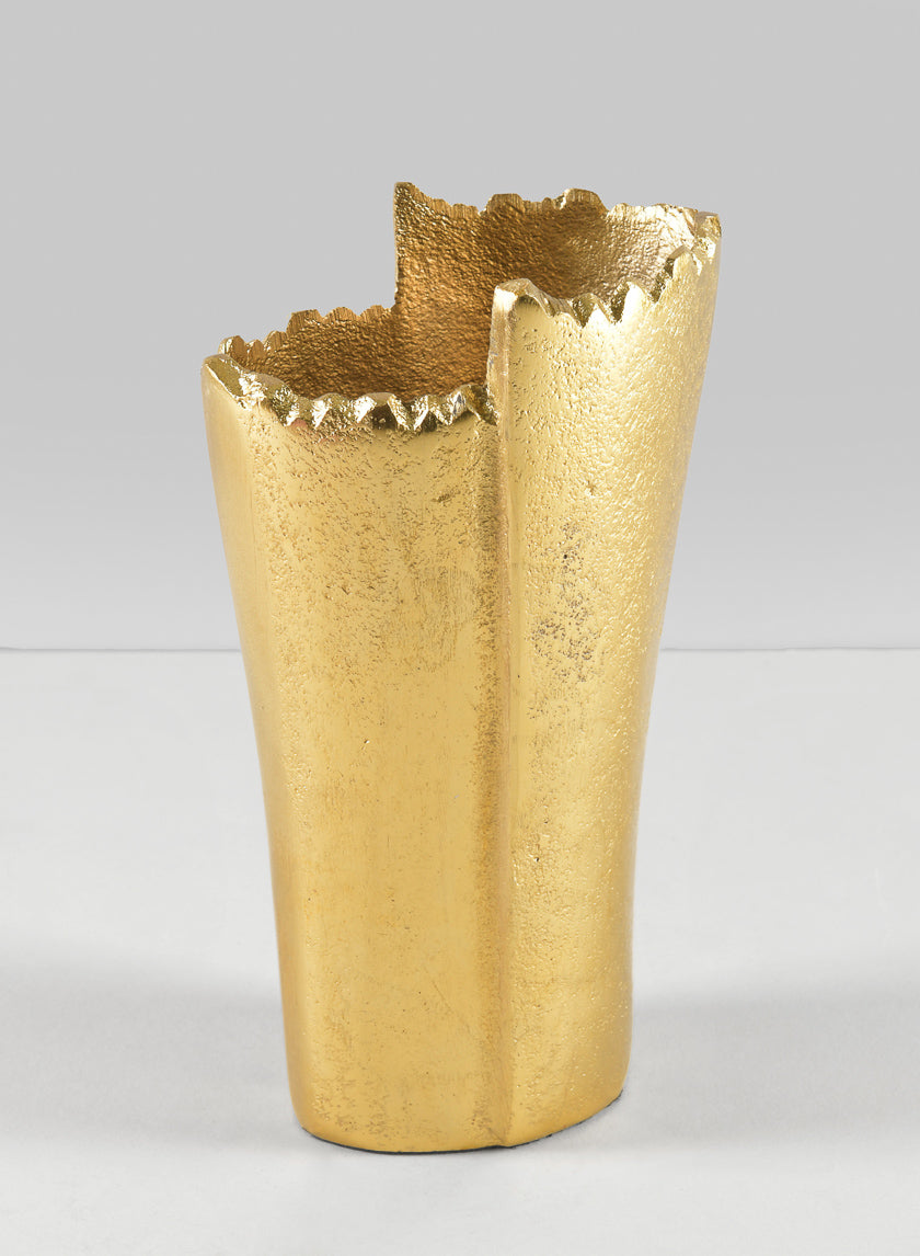 7in Tall Iris Aluminum Gold Vase Decor Jamali-garden