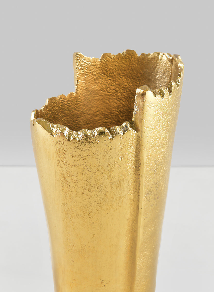 7in Tall Iris Aluminum Gold Vase Decor Jamali-garden
