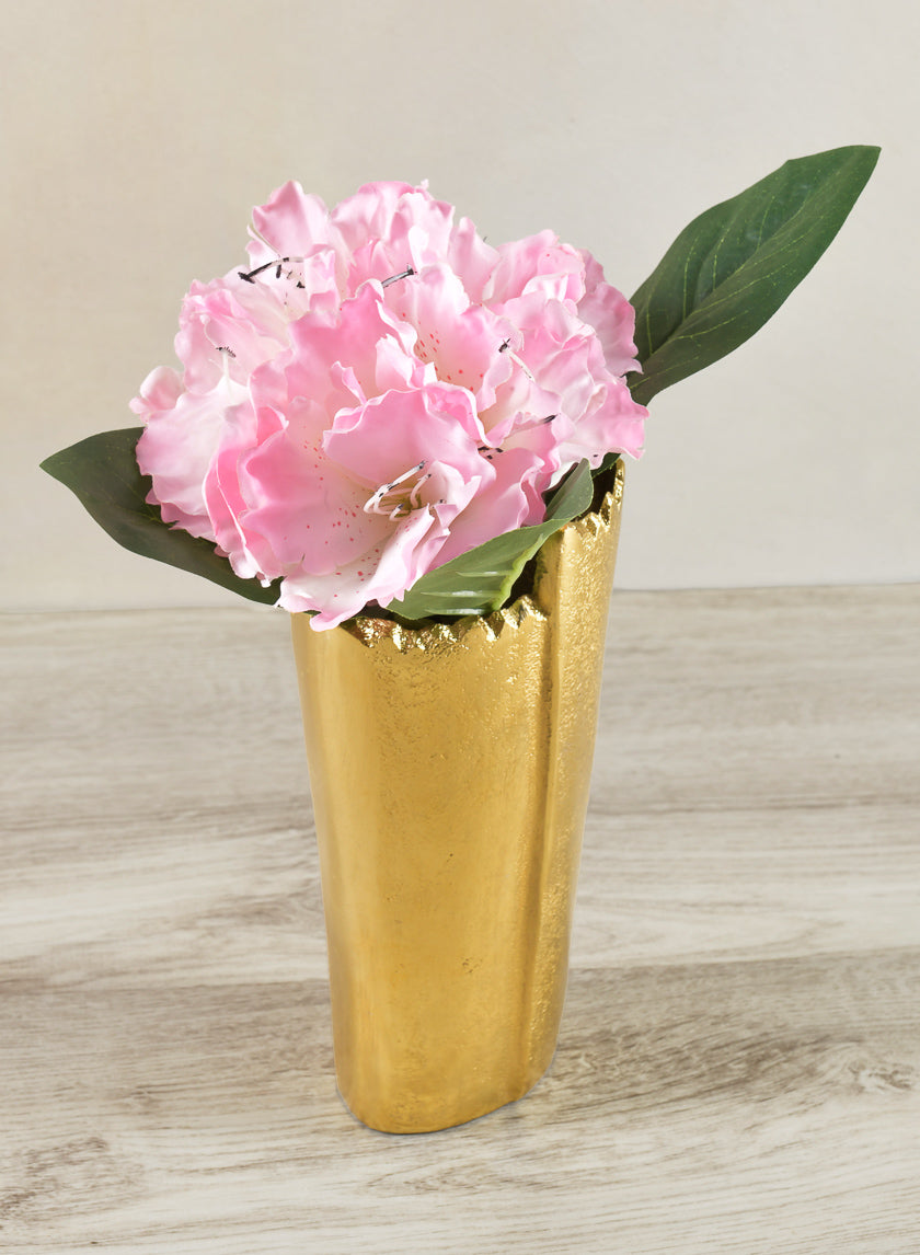 7in Tall Iris Aluminum Gold Vase Decor Jamali-garden