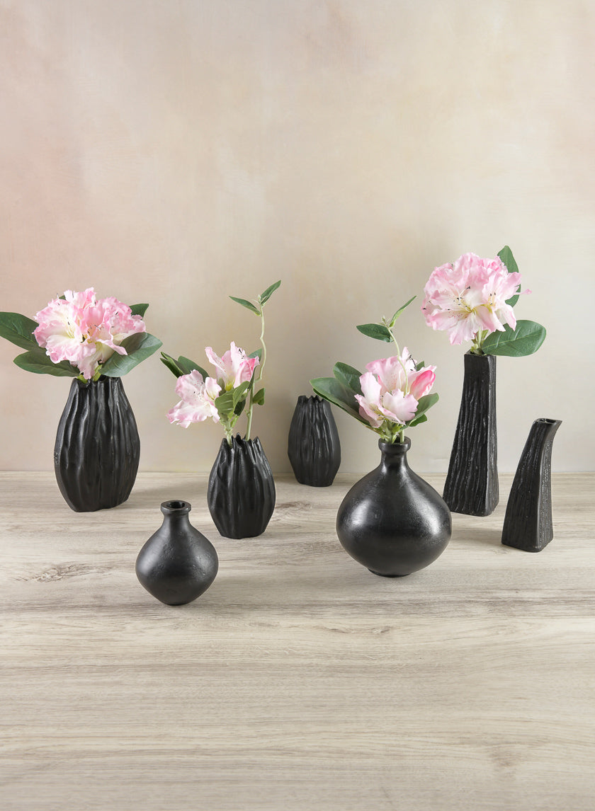 6.75in Tall Aluminum Cosmos Black Bark Look Vase Decor Jamali-garden