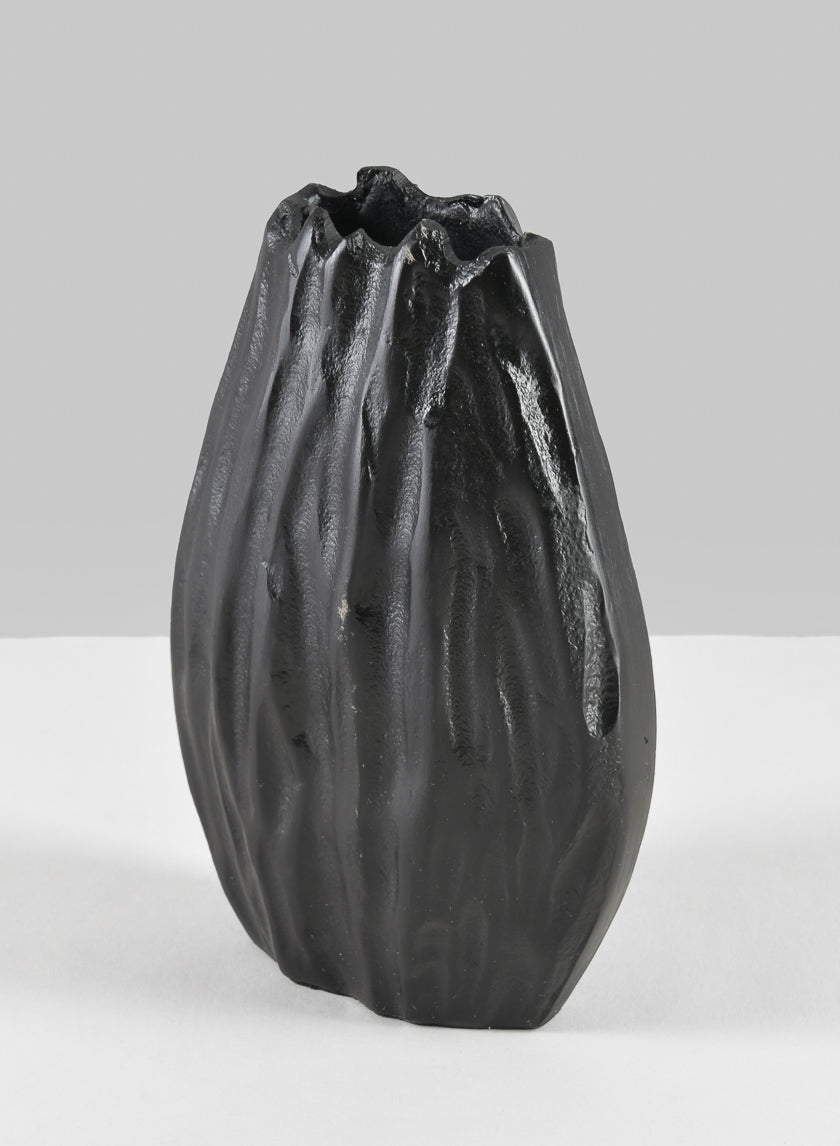 6.75in Tall Aluminum Cosmos Black Bark Look Vase Decor Jamali-garden