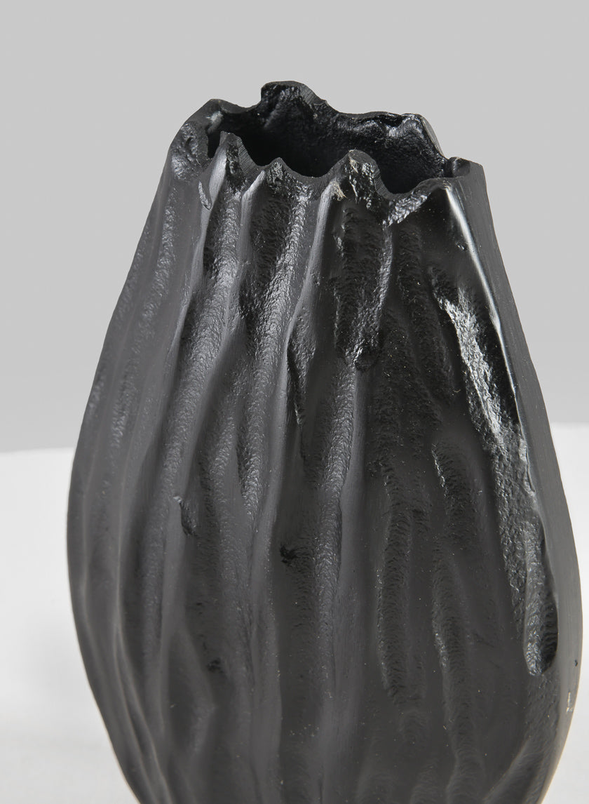 6.75in Tall Aluminum Cosmos Black Bark Look Vase Decor Jamali-garden