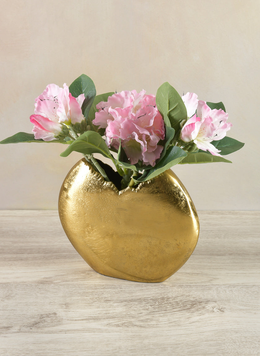 6.75in Tall Aluminum Iris Gold Circular Vase Decor Jamali-garden