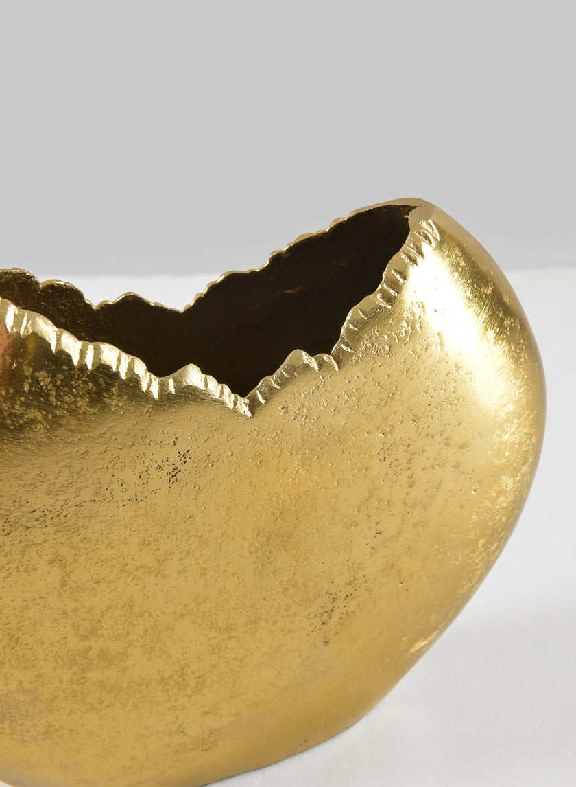 6.75in Tall Aluminum Iris Gold Circular Vase Decor Jamali-garden