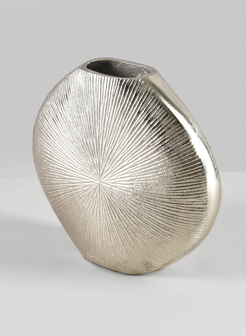 6.5in Wide Aluminum Soleil Silver Tone Vase Decor Jamali-garden
