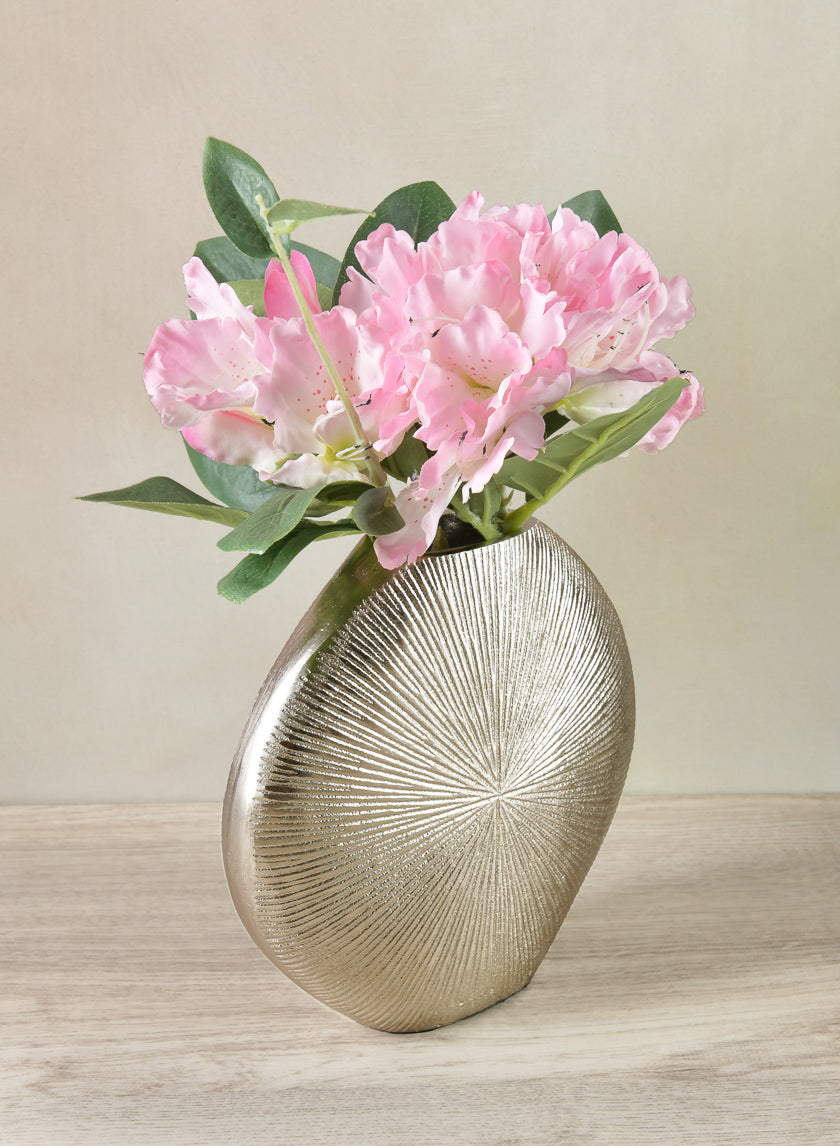 6.5in Wide Aluminum Soleil Silver Tone Vase Decor Jamali-garden