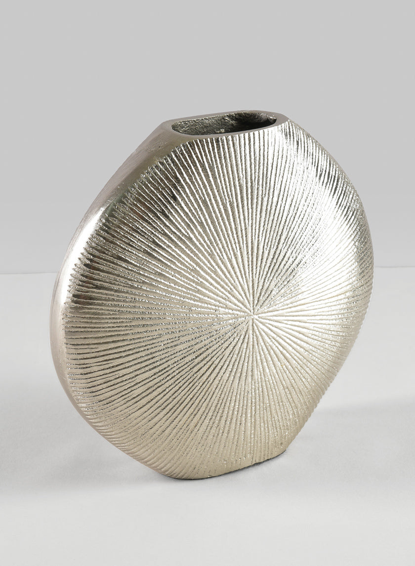 6.5in Wide Aluminum Soleil Silver Tone Vase Decor Jamali-garden