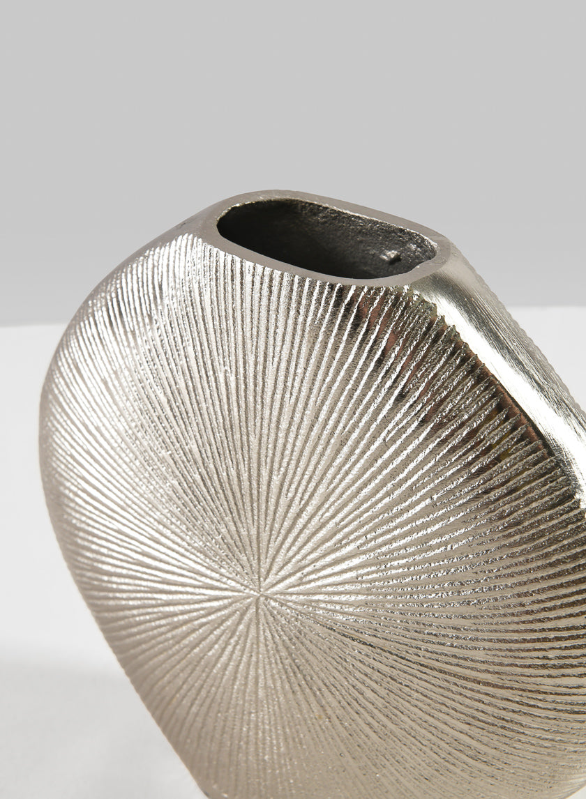 6.5in Wide Aluminum Soleil Silver Tone Vase Decor Jamali-garden