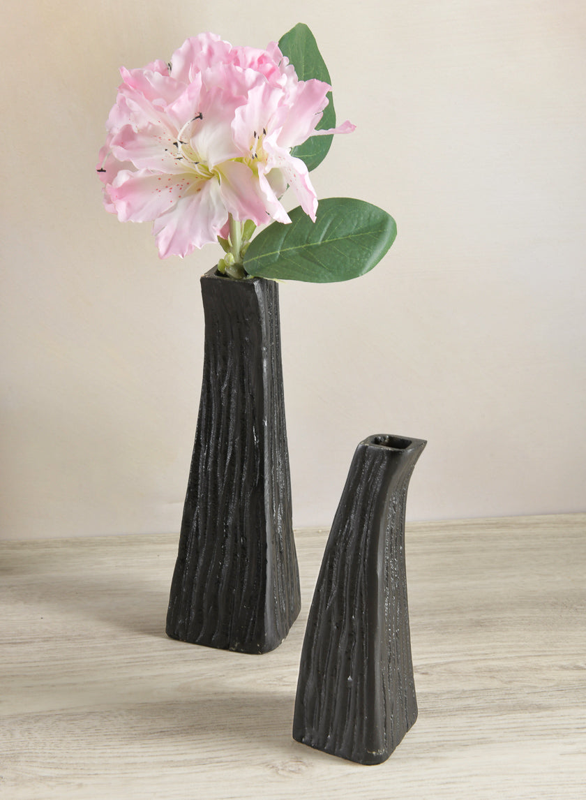8in Tall Aluminum Emma Barn Style Black Mini Vase Decor Jamali-garden