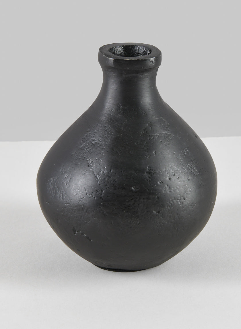 4in Tall Aluminum Eloise Black Rustic Gourd Mini vase Decor Jamali-garden