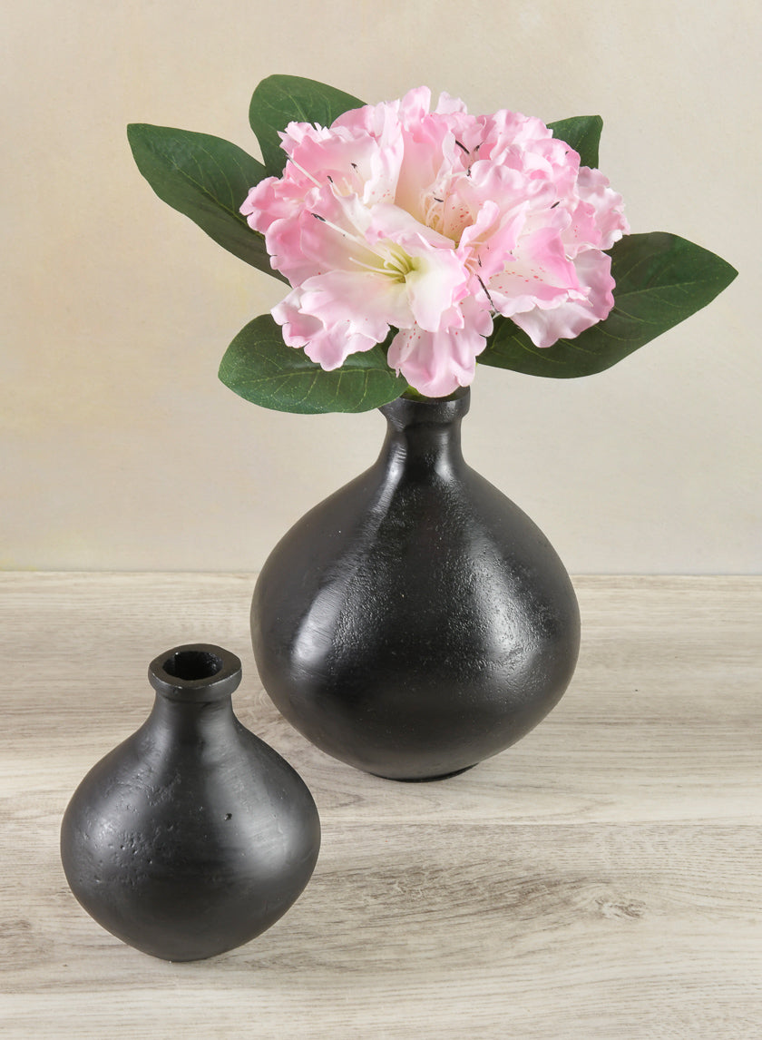 4in Tall Aluminum Eloise Black Rustic Gourd Mini vase Decor Jamali-garden