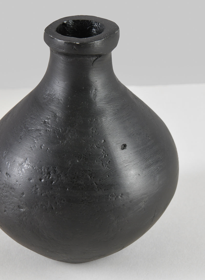 4in Tall Aluminum Eloise Black Rustic Gourd Mini vase Decor Jamali-garden