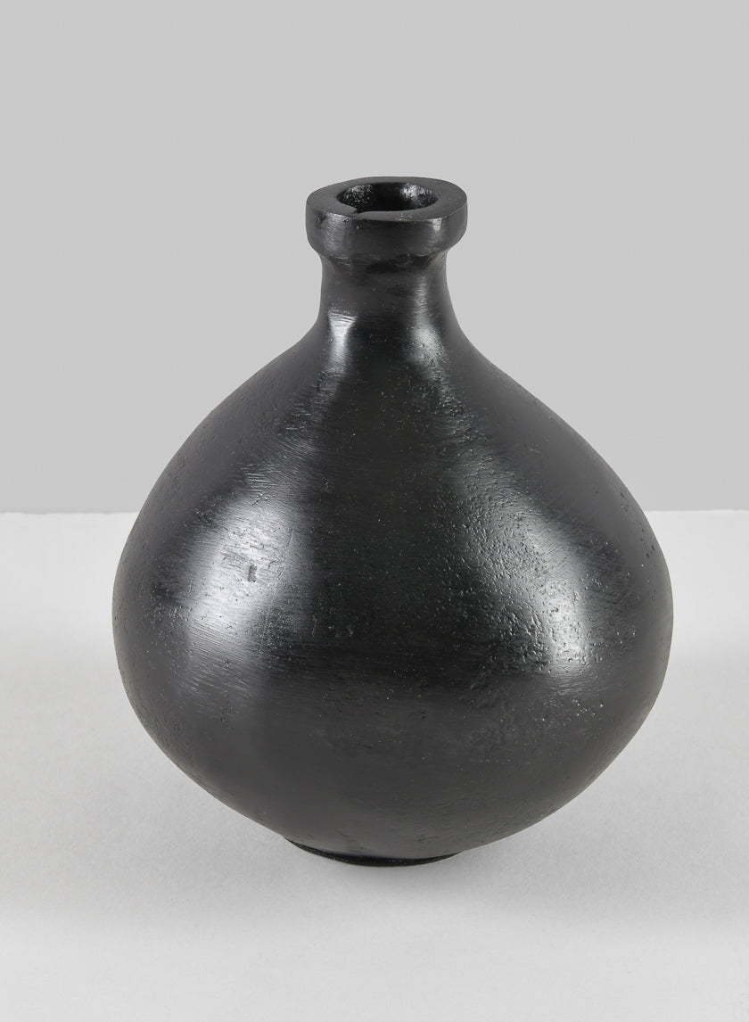 6in Tall Aluminum Eloise Black Rustic Gourd Vase Decor Jamali-garden