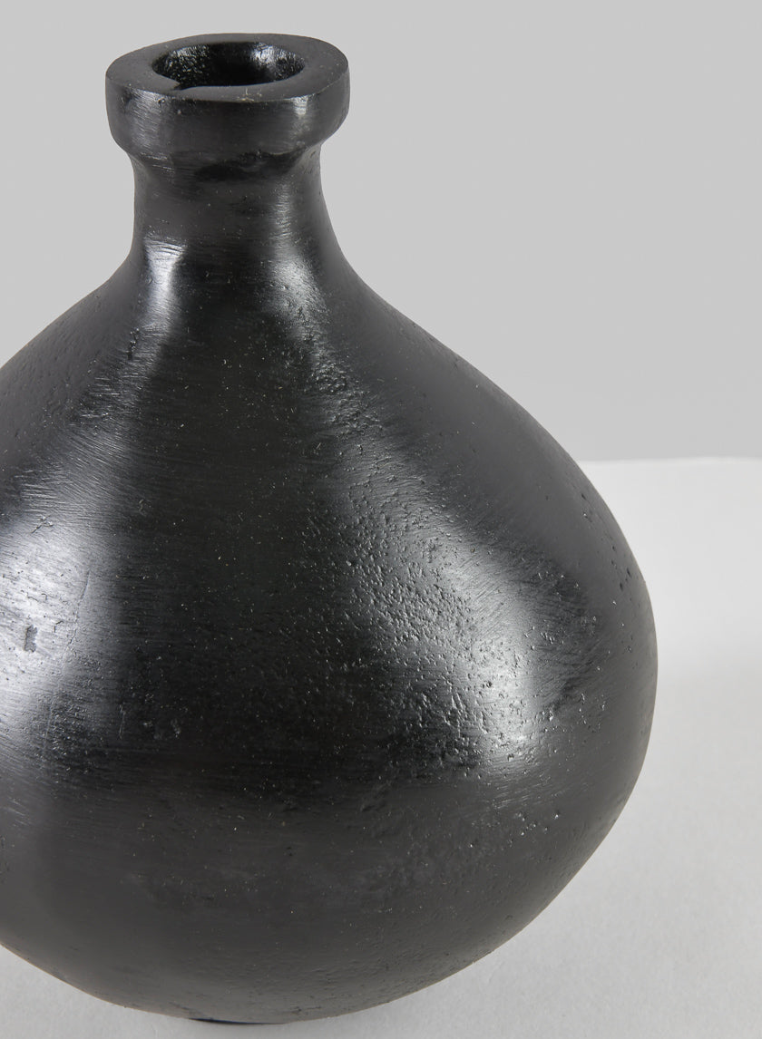 6in Tall Aluminum Eloise Black Rustic Gourd Vase Decor Jamali-garden