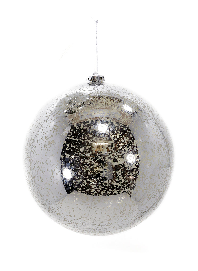 7.75in Round Silver Mercury Glass Plastic Ornament Ball (200mm) Decor Jamali-garden