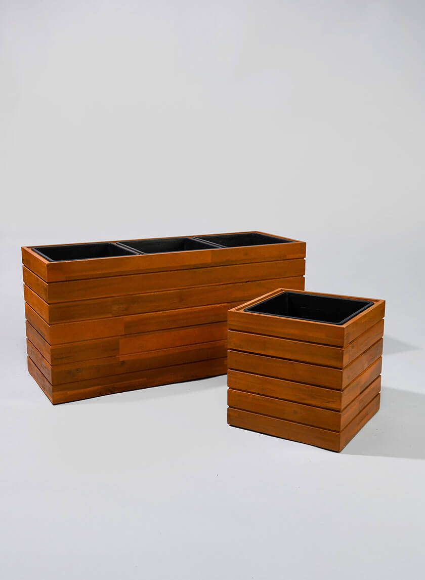 32.5in Long Dai Acacia Wood Planter Box Decor Jamali-garden