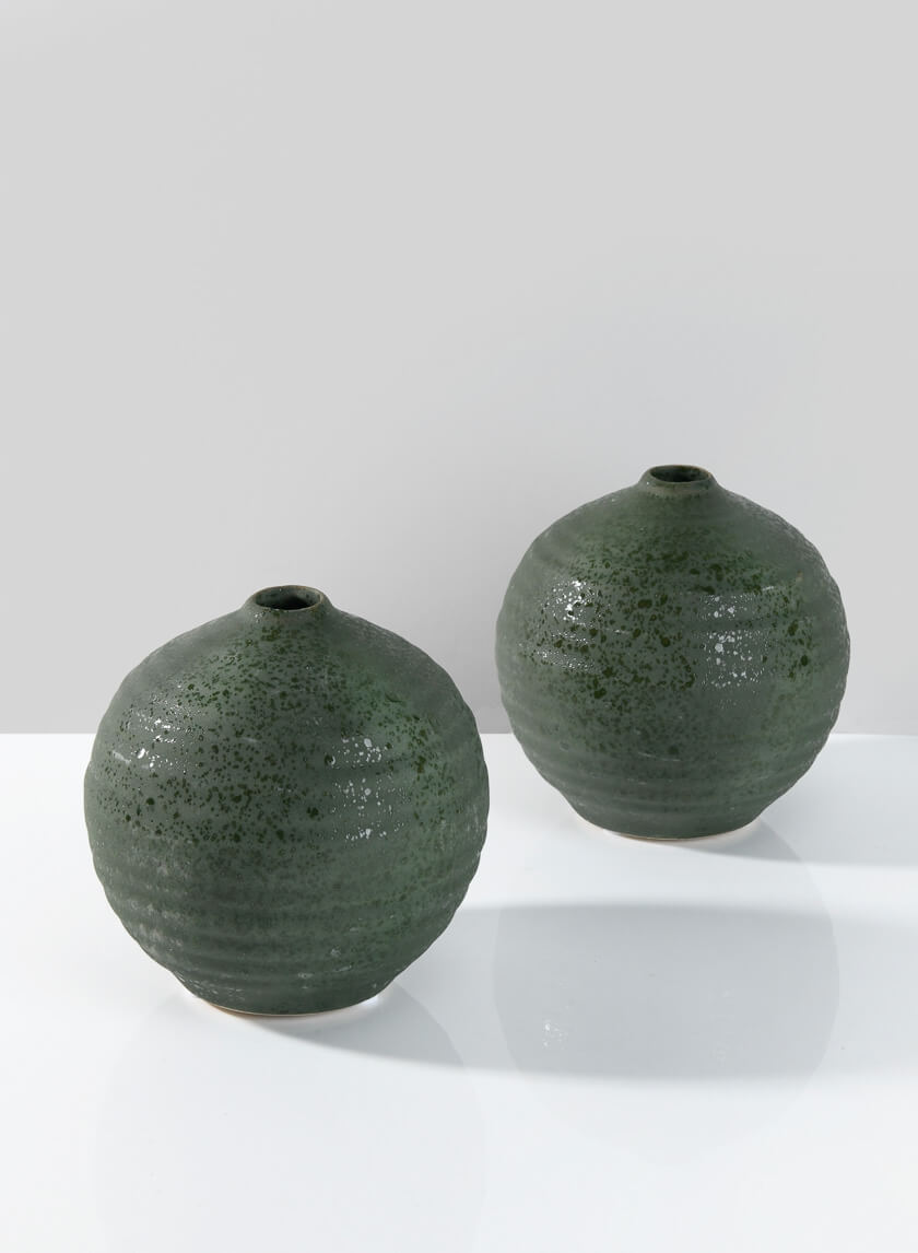 5in Wide Acapulco Green Sandstone Ball Vase Decor Jamali-garden