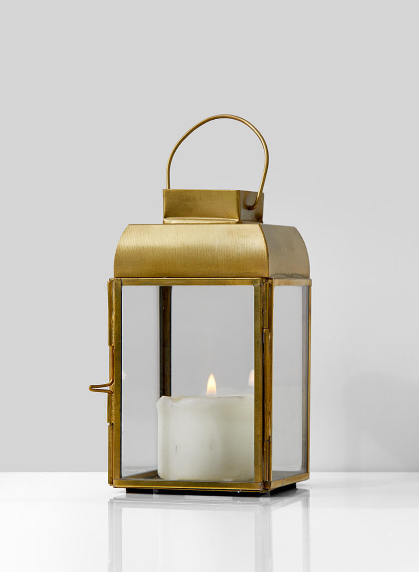 5.75in Square Alazhar Square Gold Lantern Decor Jamali-garden