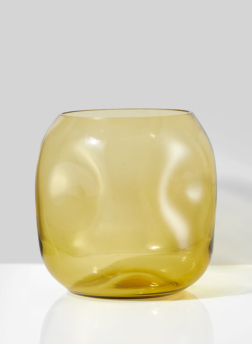 6.5in Tall Dimpled Dark Amber Glass Vase Decor Jamali-garden