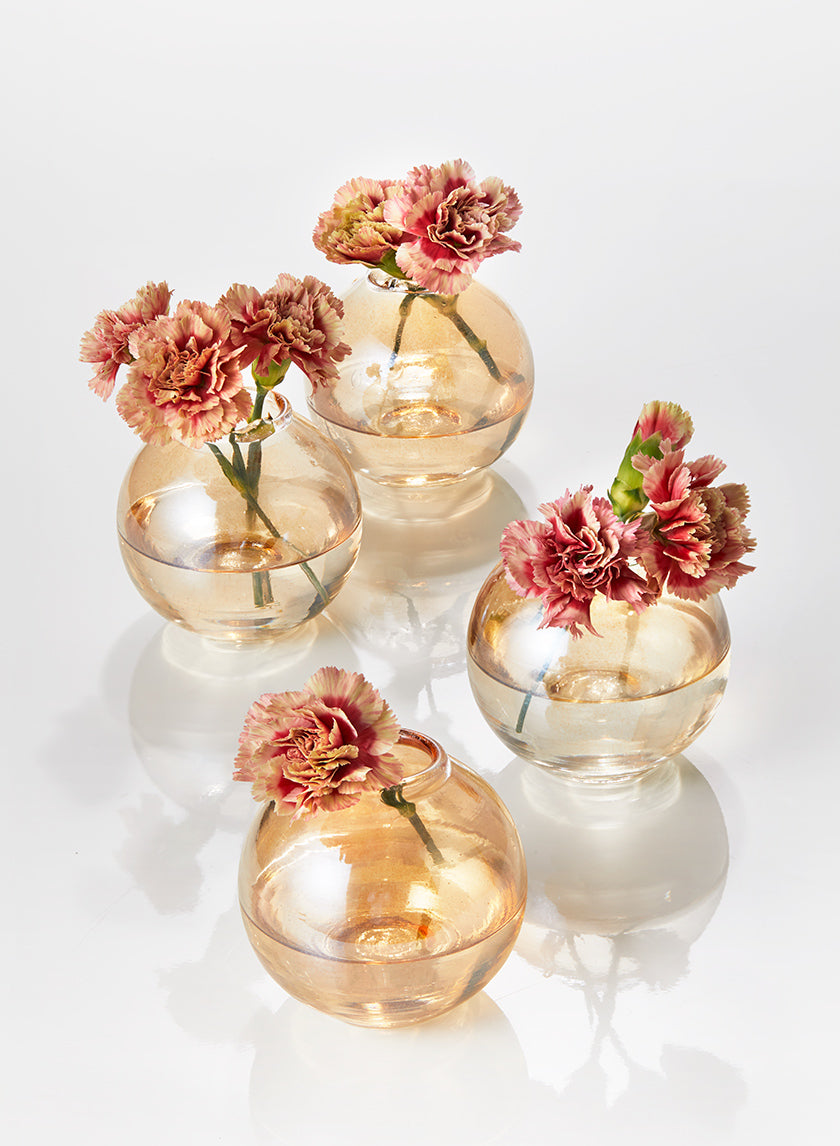 3in Wide Amber Luster Glass Ball Bud Vase Decor Jamali-garden