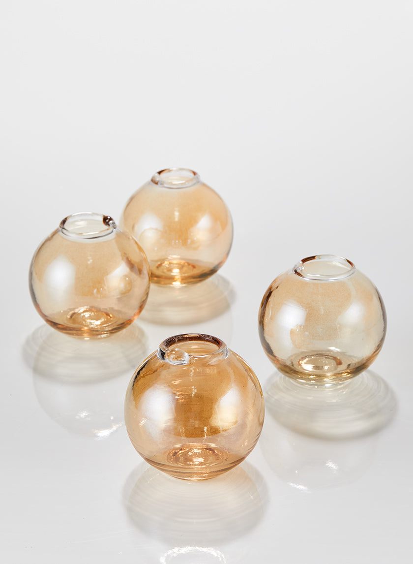 3in Wide Amber Luster Glass Ball Bud Vase Decor Jamali-garden