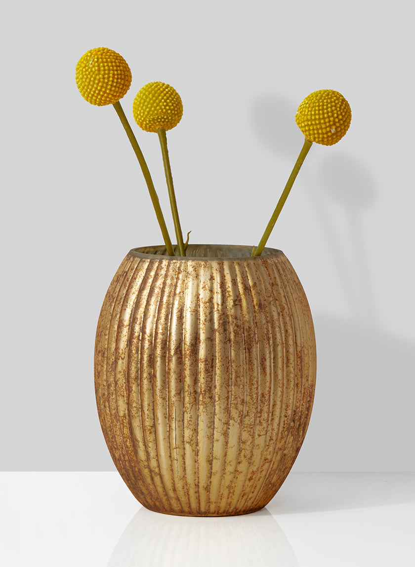 6in Tall Pleated Amber Glass Vase Decor Jamali-garden