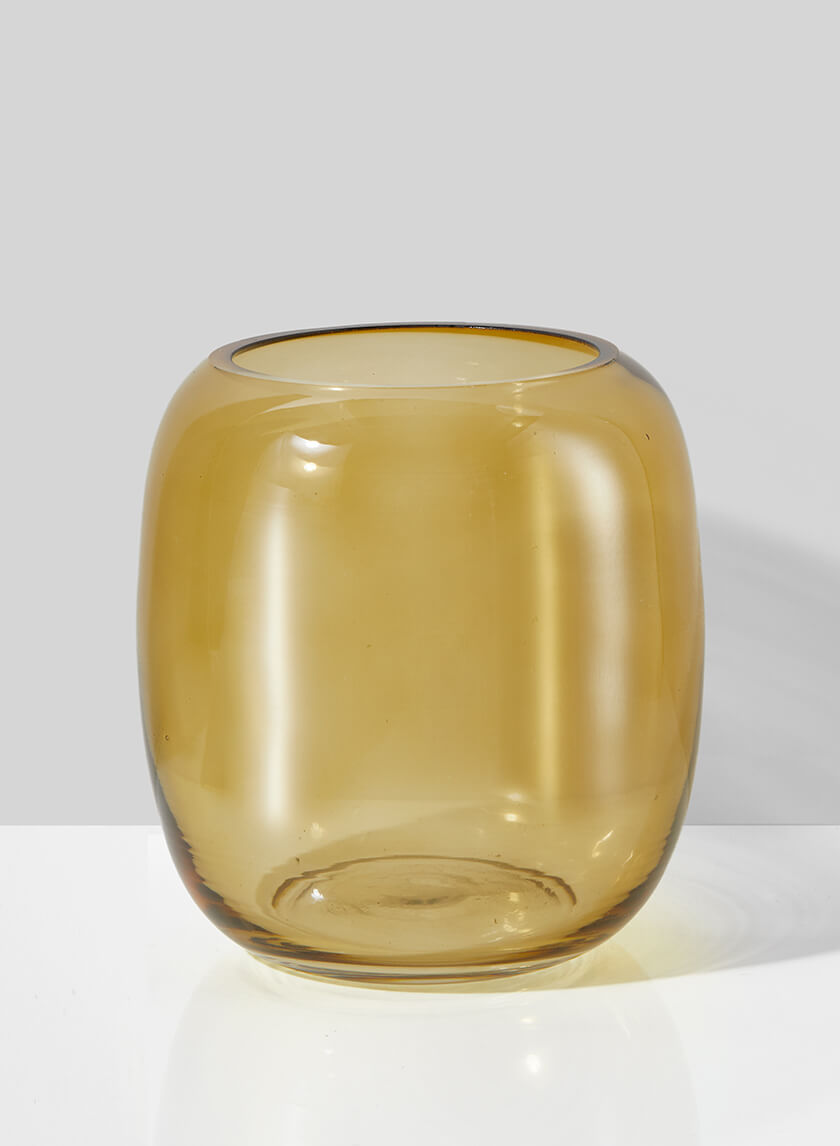 5in Dark Amber Capsule Glass Vase Decor Jamali-garden