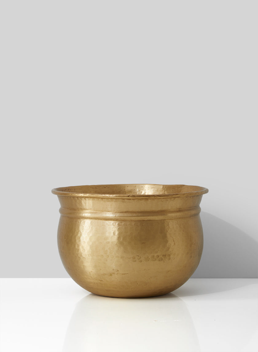 11in Wide Antique Brass Bowl Decor Jamali-garden