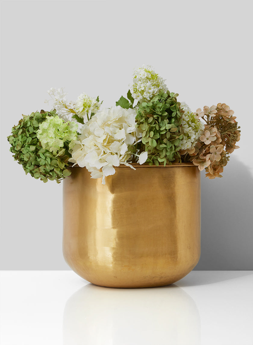 9in Tall Hammered Antiqued Brass Cube Vase Decor Jamali-garden