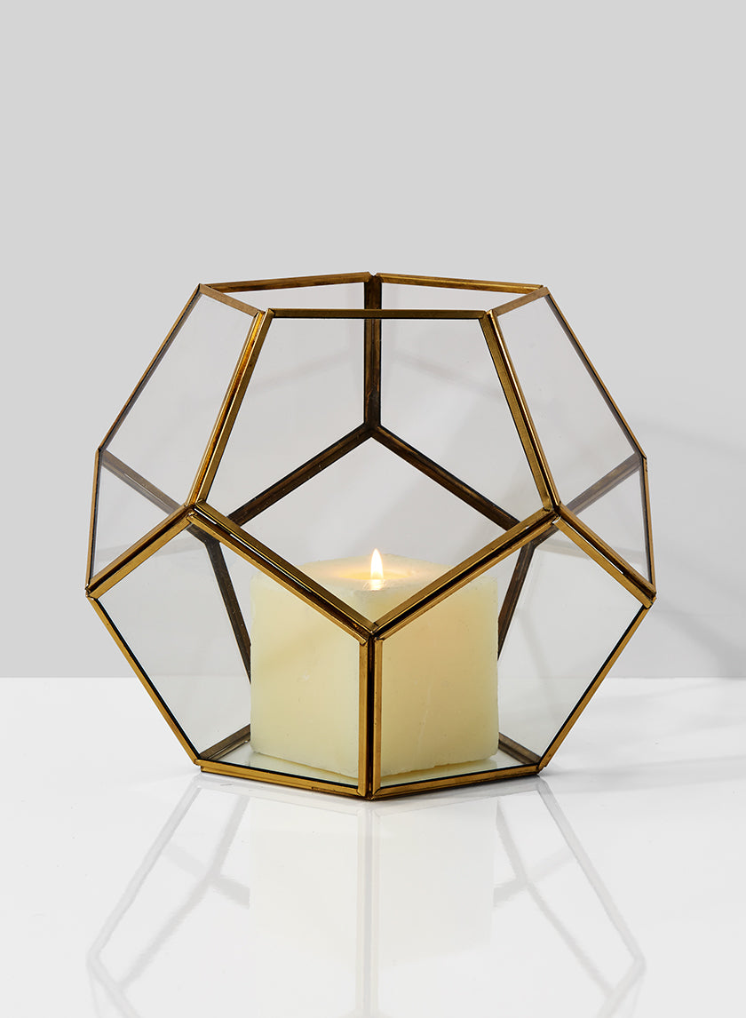 10in Wide Glass Honeycomb Candleholder Decor Jamali-garden