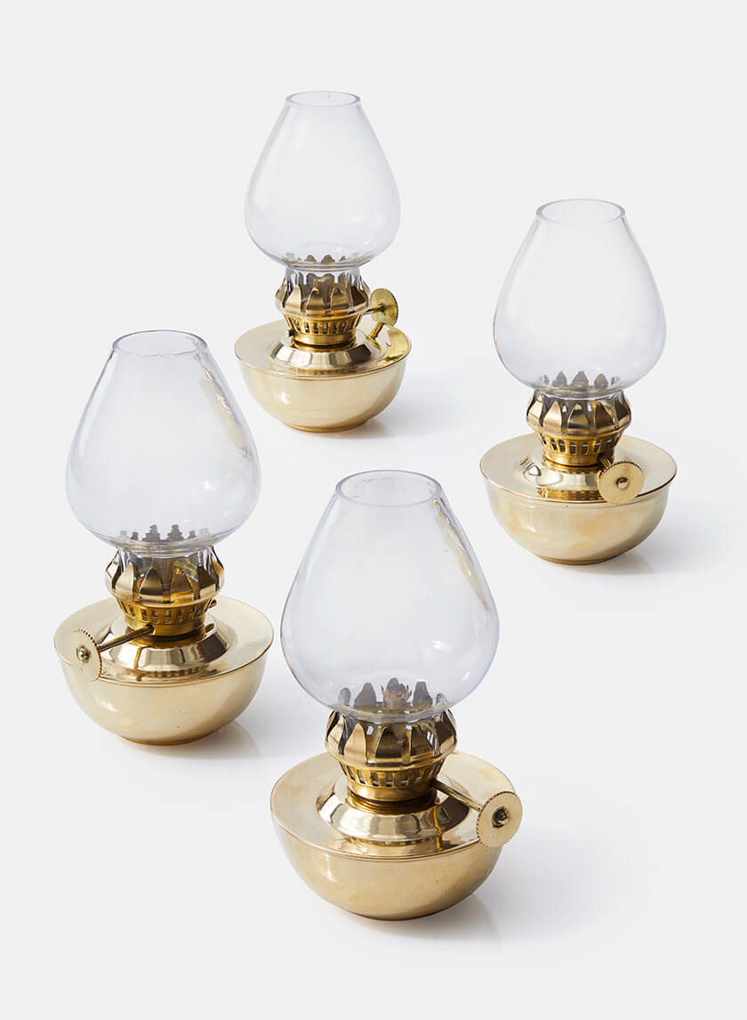 4.5in Tall Heritage Brass Oil Lamp, Mini Decor Jamali-garden