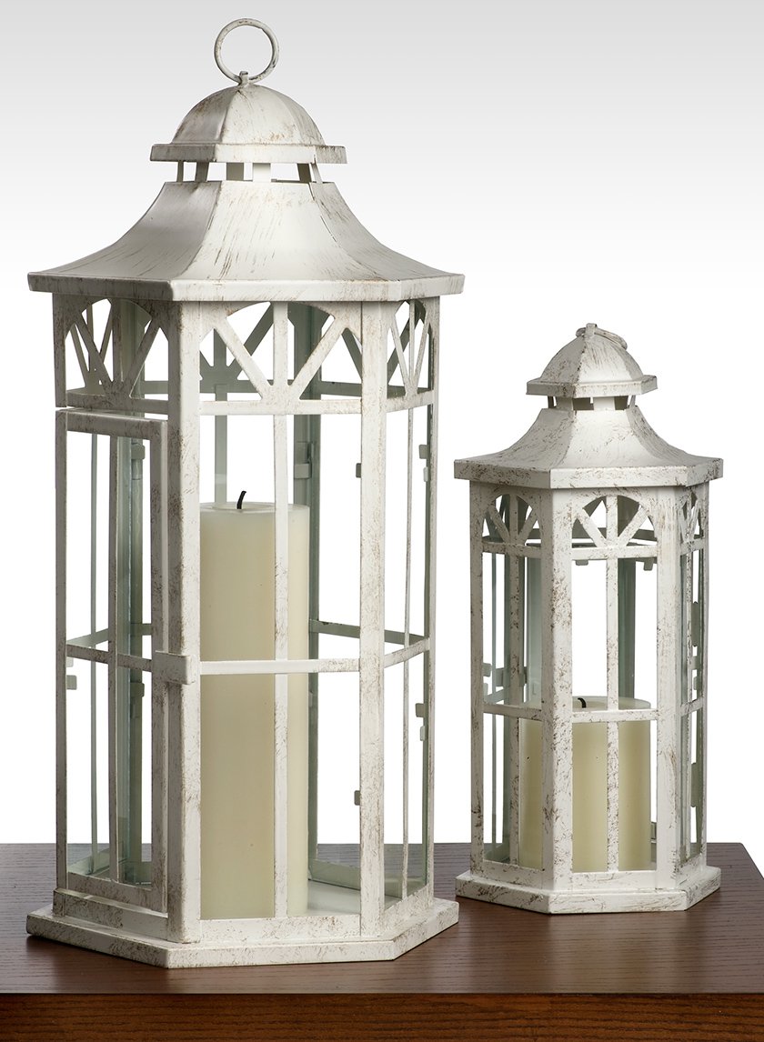 Antique White Lanterns Decor Jamali-garden