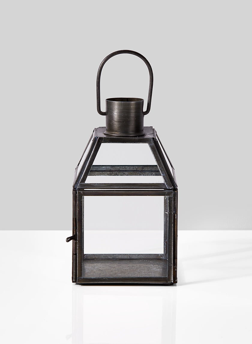 6in Square Antique Zinc Lantern Decor Jamali-garden
