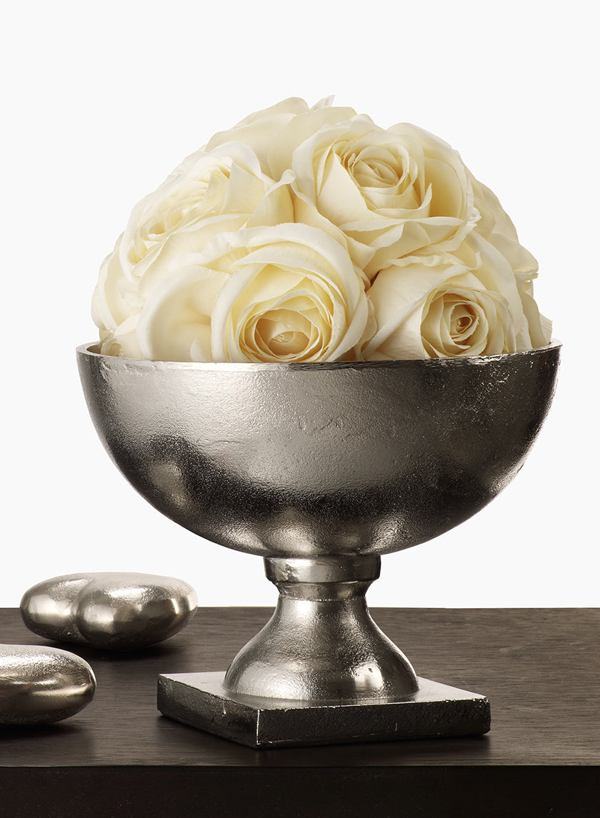 8in Wide Nickel Footed Bowl Decor Jamali-garden